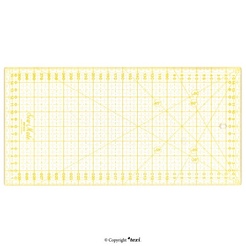 Rastrové pravítko na patchwork 16 x 32 cm, žluté TEXI 4067